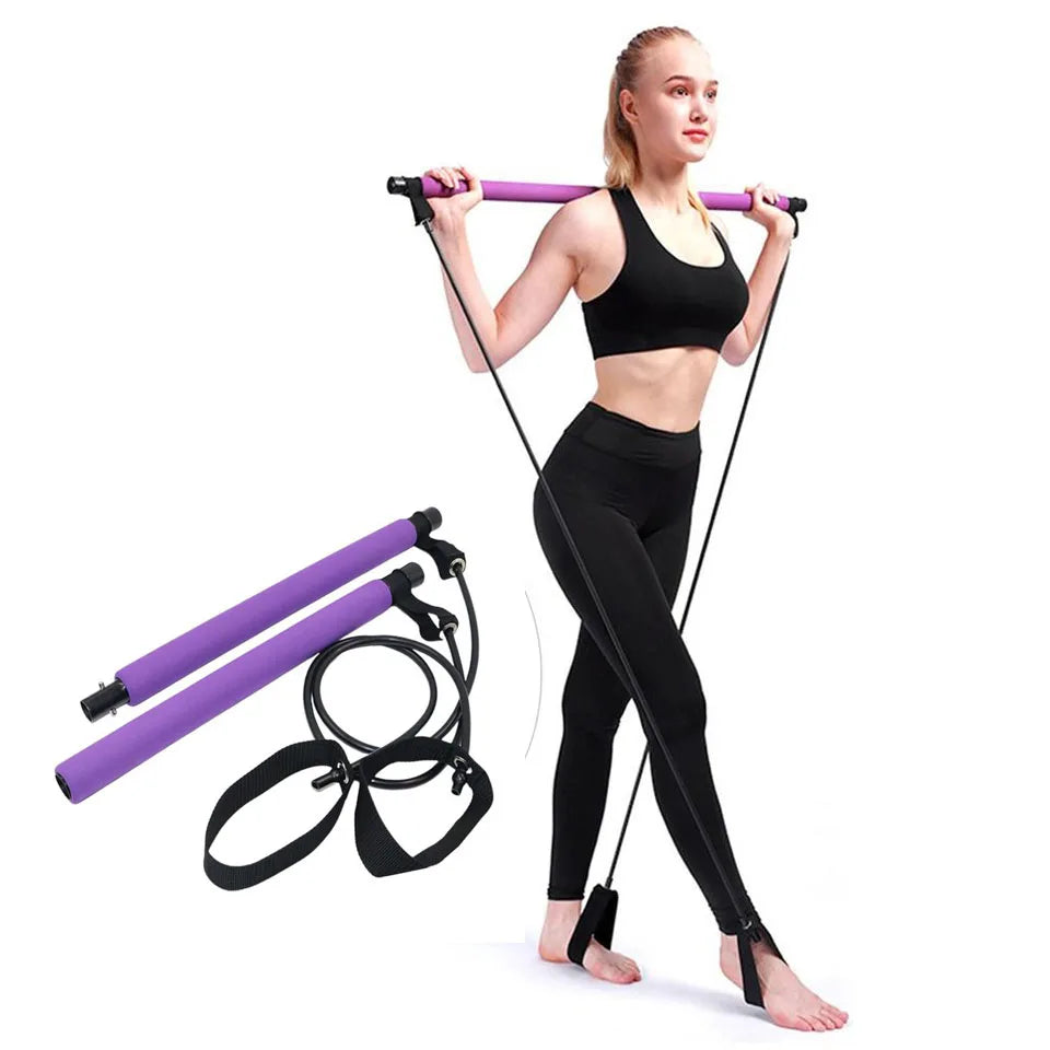 Portable Home Gym Bar – Resistance Bands Trainer for Yoga