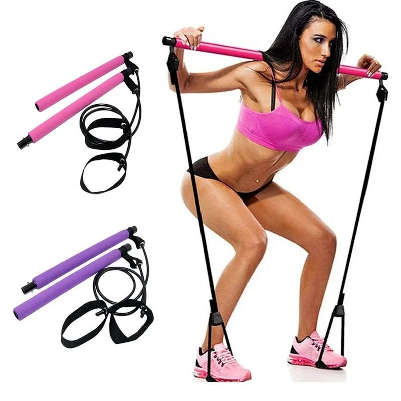 Portable Home Gym Bar – Resistance Bands Trainer for Yoga
