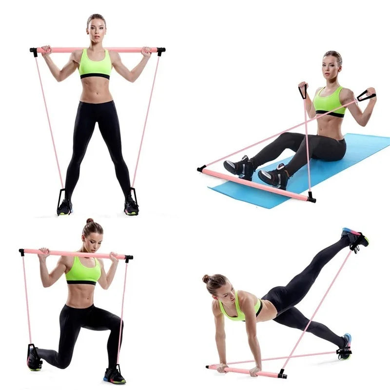 Portable Home Gym Bar – Resistance Bands Trainer for Yoga