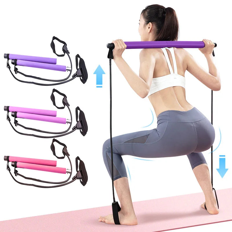 Portable Home Gym Bar – Resistance Bands Trainer for Yoga