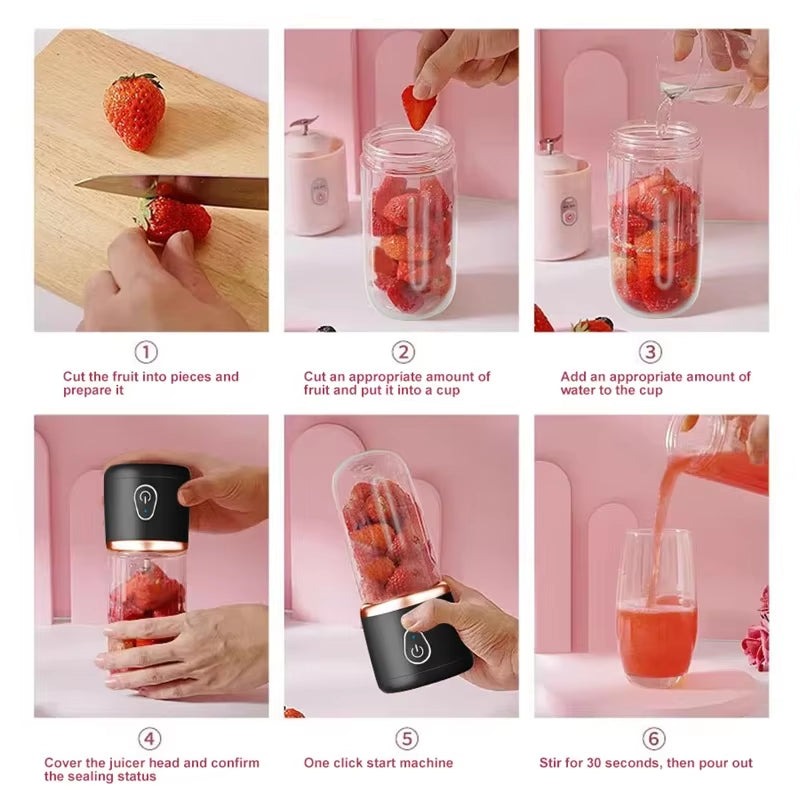 Xiaomi Portable Juicer Cup 400ML for Shakes Smoothies Rechargeable USB Traveling Fruit Juicer Double Cup Fruit Blender